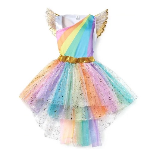 Fantasia Infantil Vestido Unicórnio Saia Tule + Asas + Tiara