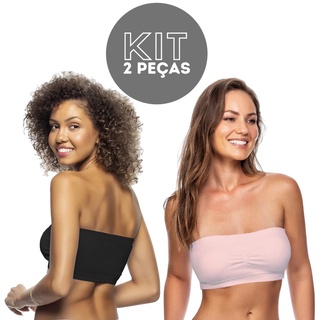 Kit 2 Sutia Sem Alça Tomara que Caia Top Faixa Adulto Feminino Bustiê Toque Macio S/ Alça ZR0300-009