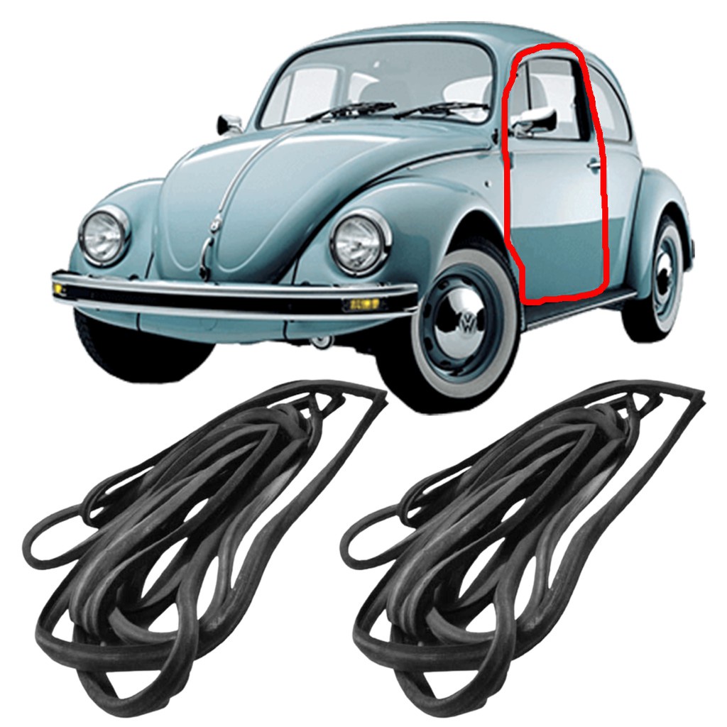 Jogo Borracha Vedação da Porta Volkswagen Fusca 1200 1300 1500 1600 1959 Até 1996 Com Aba Larga Emenda Quenta