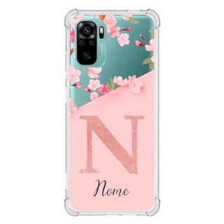 Capinha para Xiaomi RedMi Note 10 Anti Impacto Personalizada - Delicate Flowers com nome e fundo transparente