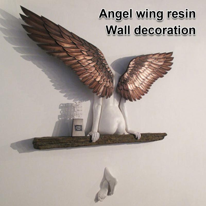 LKSDJ Escultura de ángel 3D Arte Decoración de Pared Estatuas para Sala de Estar Dormitorio Colorido Escultura de Pared de Arte de ángel 15 11CM Black 