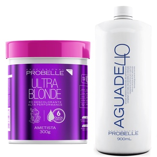 kit Pó Descolorante Ametista Ultra Blond 300g + Água oxigenada Cremosa 40 vol 900ml