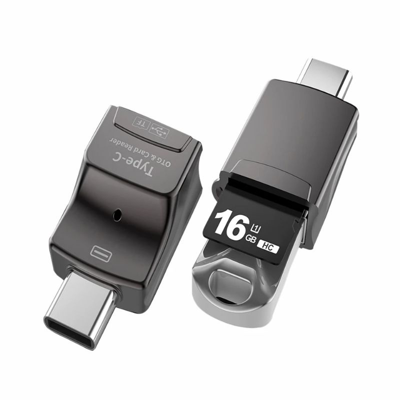 Leitor De Pen Drive + Otg Adaptador Tipo C Leitor De Cartão