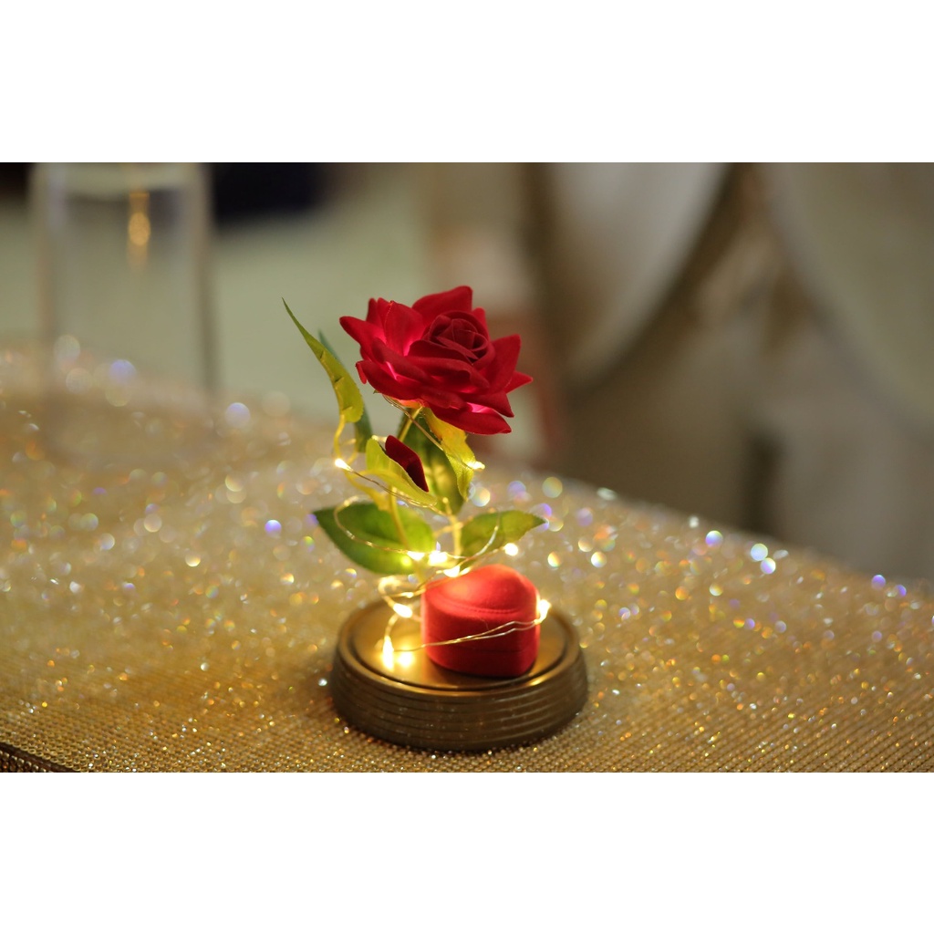 Luminária Porta Alianças Casamento Noivos Anel Festa 15 Anos Debutante Compromisso Namoro Cúpula Redoma A Rosa Encantada