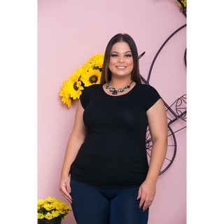 T-Shirt Plus Size Lisa Básica de Malha Viscolycra GG