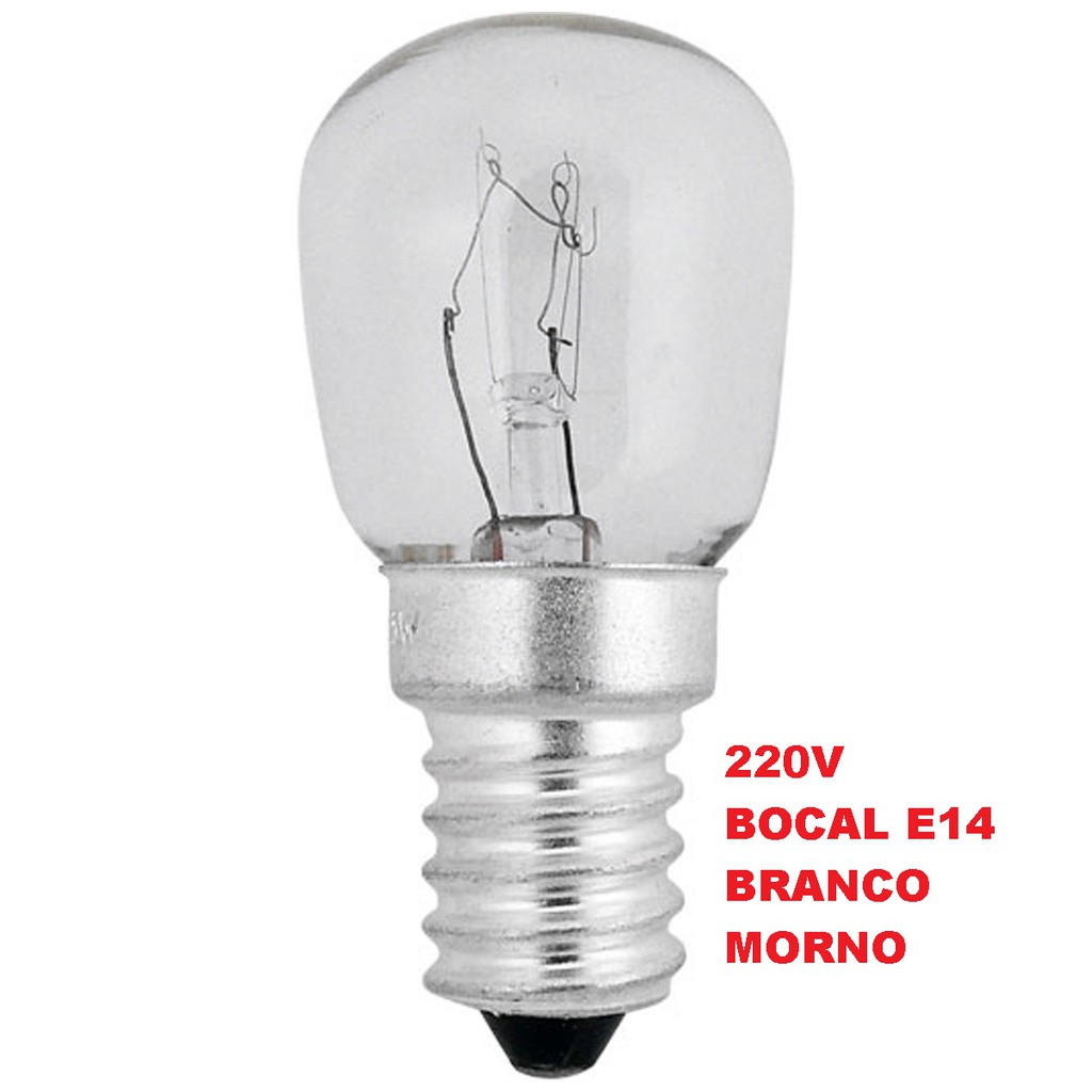 Lâmpada 15w 220v Bocal E14 Padrão Tu25 Amarela Branco Morno 3500k (kelvin) Incandescente para Fogão Gelafeira Forno Microondas Santinho Abajur Luminária