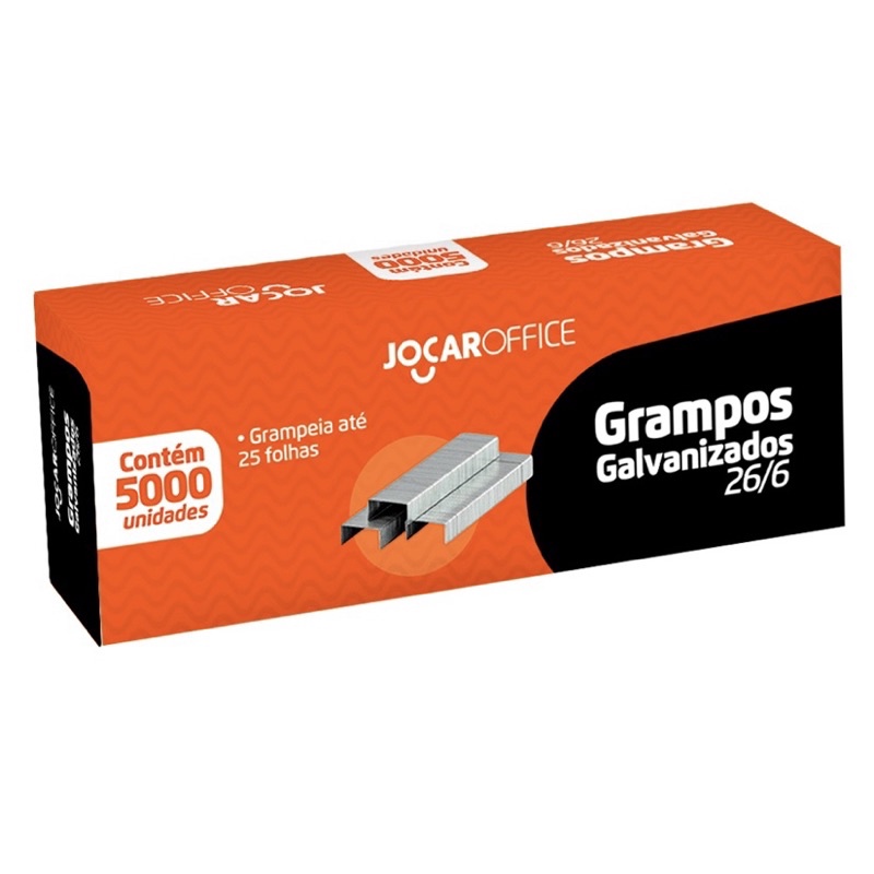 Grampo Galvanizado Grampeador com 5000 unidades 26/6 Jocar Office - Grampo para Grampeador. em Oferta na Shopee