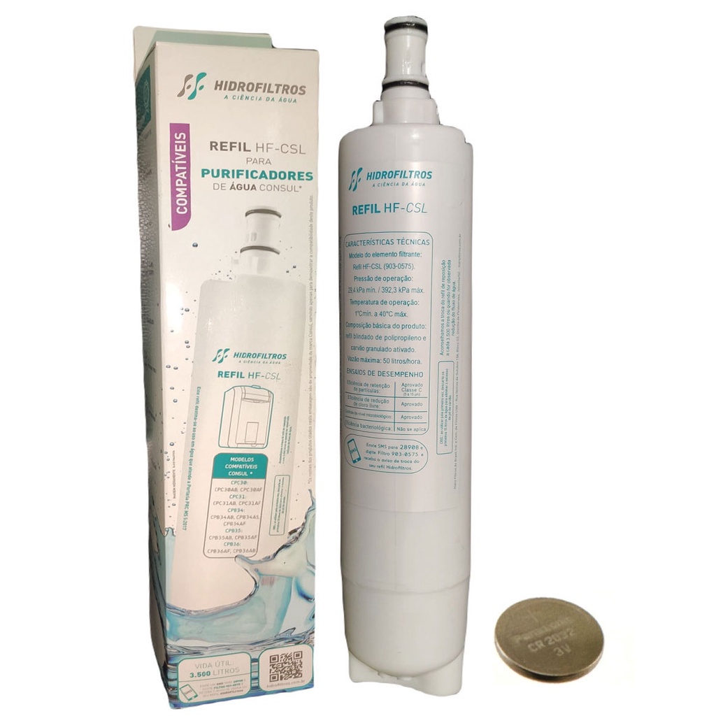 Refil Filtro Compatível Com Purificador Consul Facilite E Bem Estar CPB34 CPC30 CPC36 CPC35 CPC31