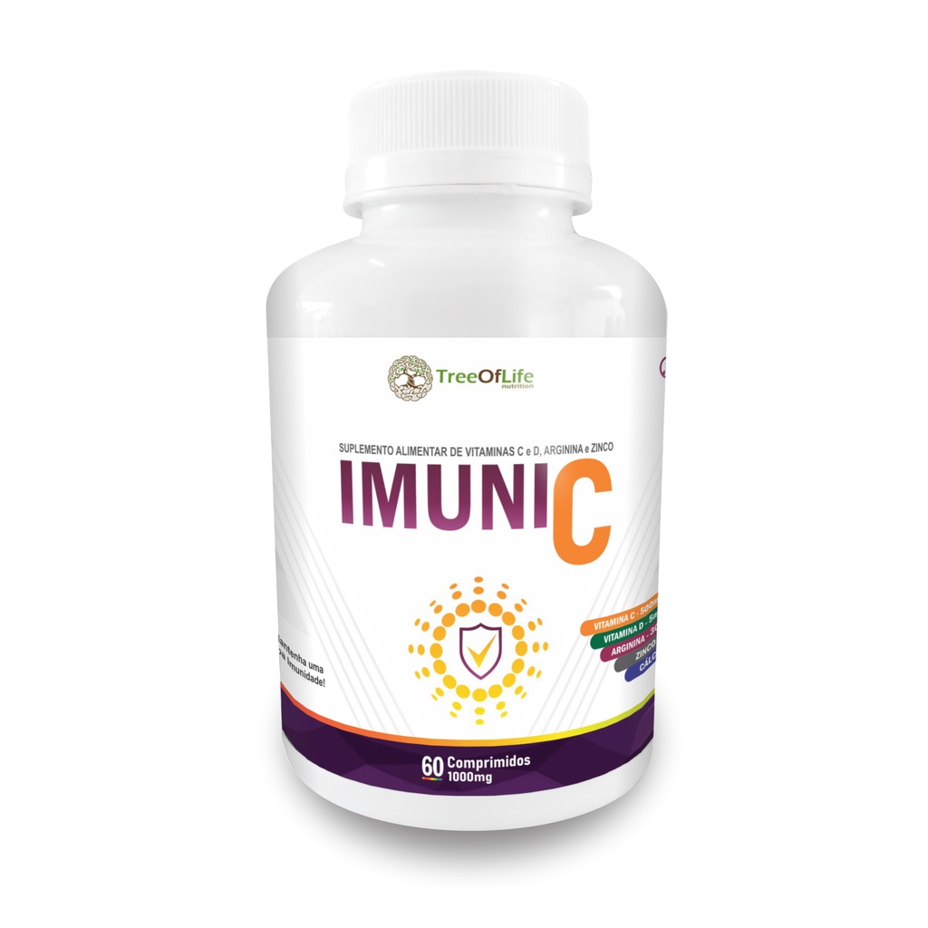 Vit C Imunidade 5+ (Arginina Vitamina C Vitamina D Zinco e Cálcio) 60 Comprimidos 1000mg