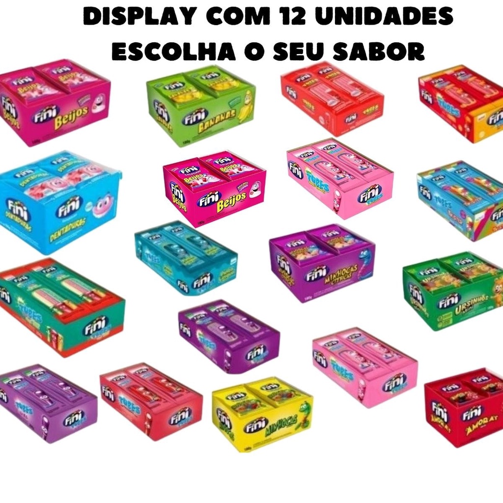 Display Bala Fini C/12 Unidades De 15G - Escolha O Sabor | Shopee Brasil