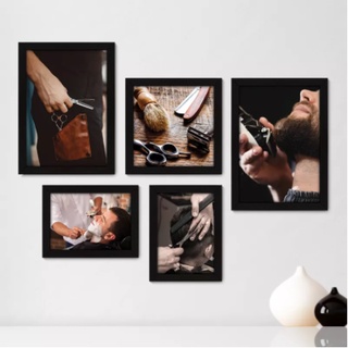 Quadros decorativos 5 peças mosaicos para sua sala ou quarto Barbearia Barbeiro tesoura Star = 192 em Oferta na Shopee