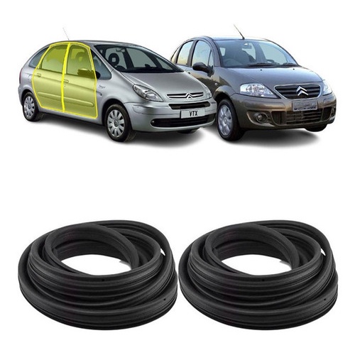 Jogo Borracha Vedação Porta Citroen C3 Picasso 2001 A 2012 em Oferta na Shopee