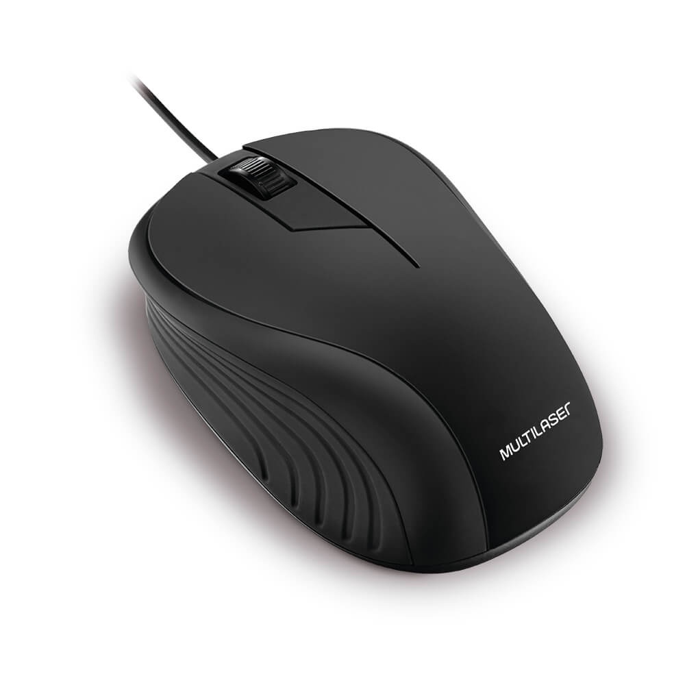 Mouse Com Fio Óptico USB Ergonômico 1200 Dpi 3 Botões Preto Multilaser MO222