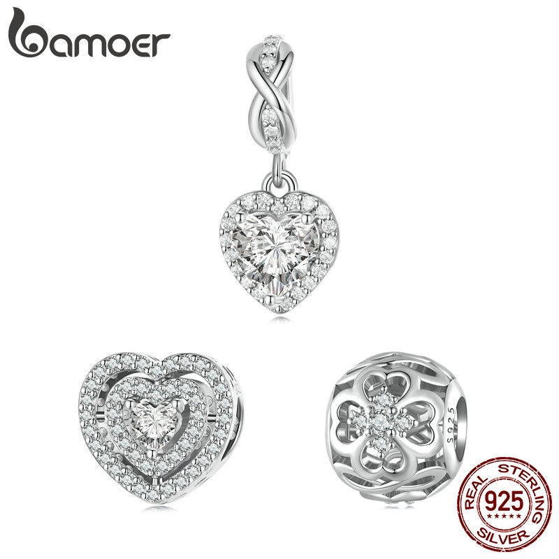Bamoer Miçangas 925 Prata Trevo De Quatro Folhas Pingente Para Diy Pulseira Acessórios Colar Joias - Fashion Accessories