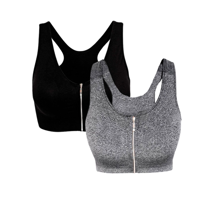 Kit 2 Tops Fitness Wolfox Com Zíper E Bojo Removível Feminino em Oferta na Shopee