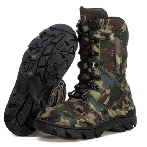 Bota Coturno Militar Tatico Exercito Camuflado Caça Pesca Anti Picada Cobra