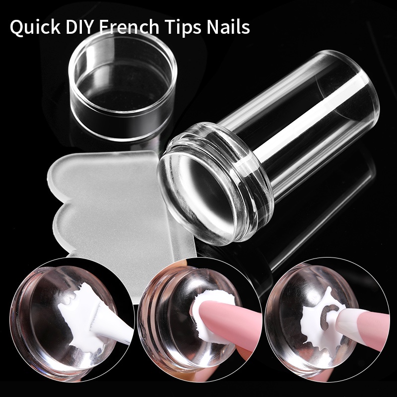 Conjunto De Carimbo De Silicone Transparente Jelly Arte Em Unha 2.4cm Para Salão De Beleza
