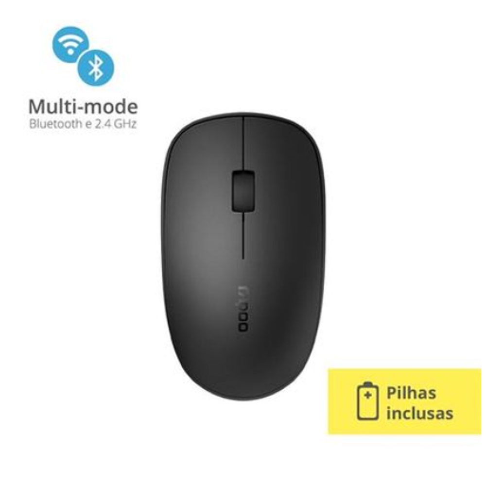 Mouse Rapoo M200 Bluetooth + 2.4 Ghz Black com Pilha Ra011