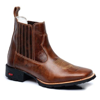 bota texana country botina masculina bico quadrado