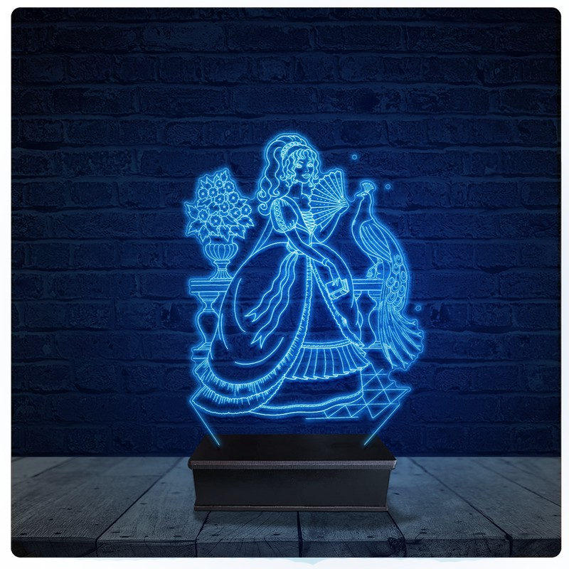 Luminária Led Acrilico Abajur - Princesa Pavão