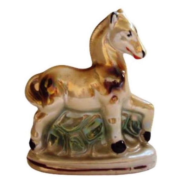 997 Prd- Mini Escultura- Antigo Bibelô- De Porcelana- Cavalo- 12 cm de Altura
