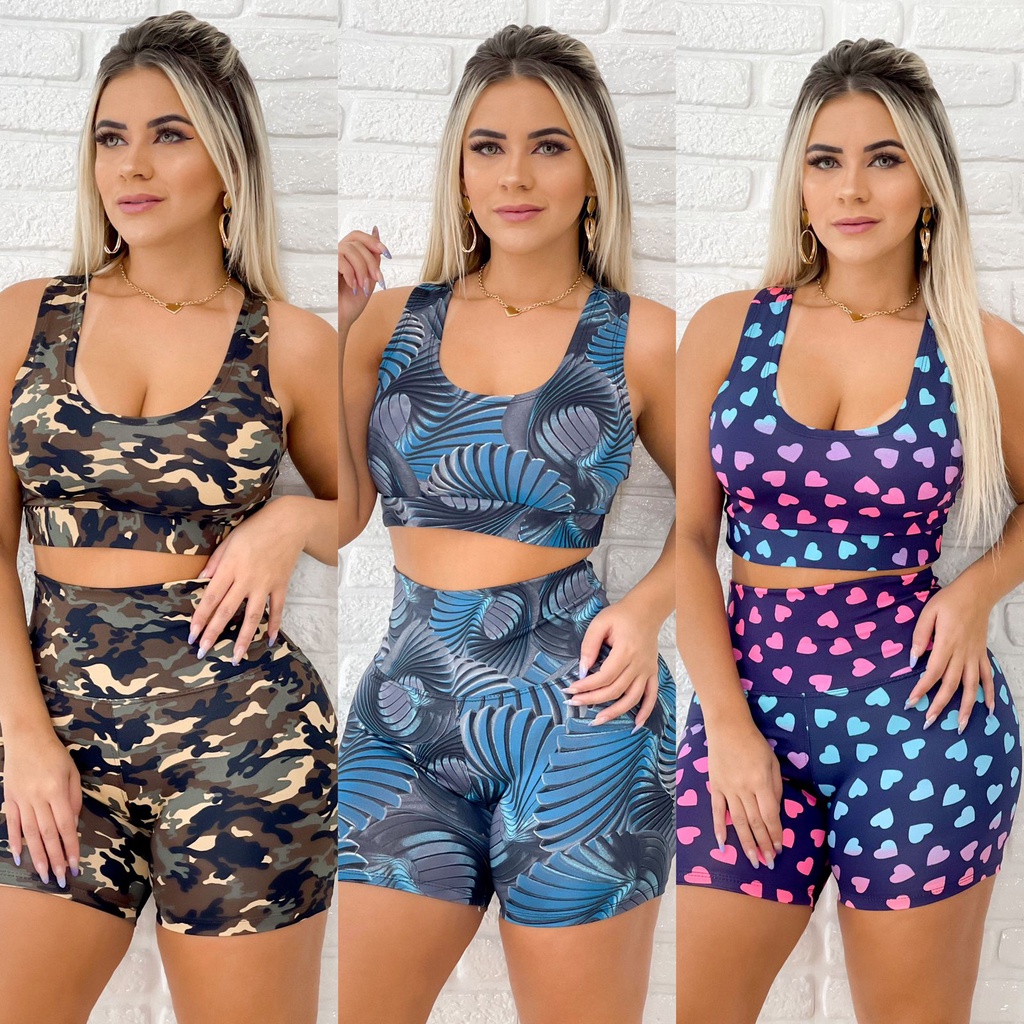 Conjuntos 2 Short E 2 Top Roupas De Academia Atacado em Oferta na Shopee
