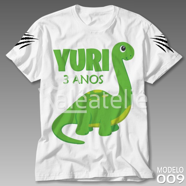 Camisa Dinossauro Braquiossauro Festa Infantil Adulto Personalizada