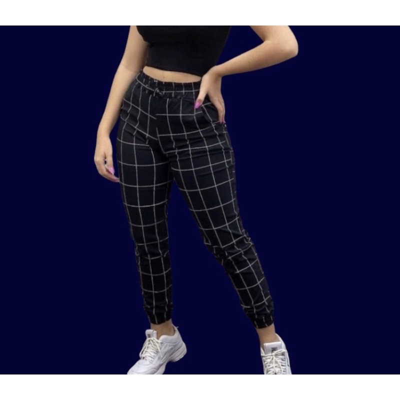 calça jogger xadrez