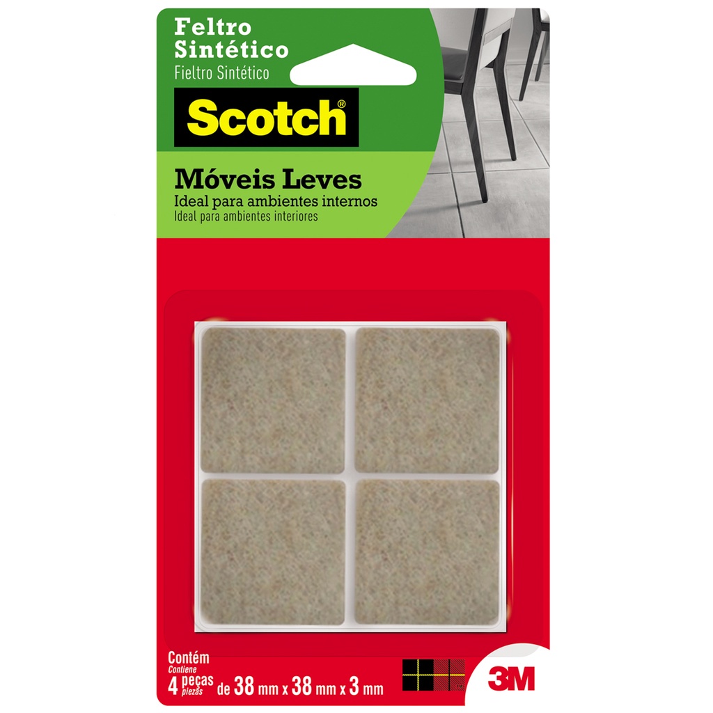 Protetor de Piso para Móveis 3M Scotch Quadrado Grande 4 Peças Marrom Não Risca Feltro Sintético em Oferta na Shopee