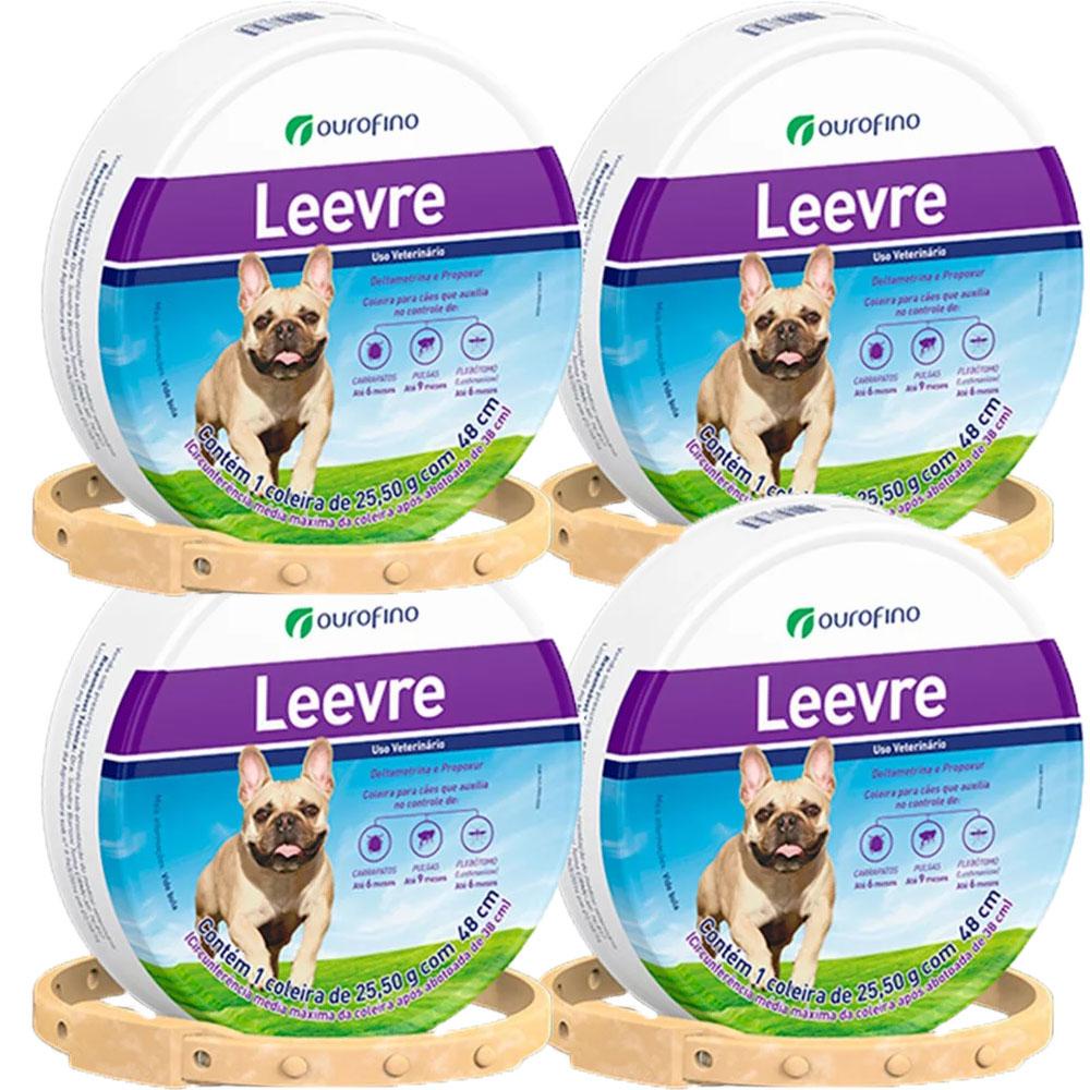 Kit 4 Unidades Coleira Leevre 25,50g Com 48cm
