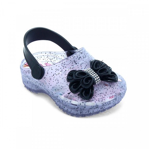 Sandália Babuche Infantil Juju Shoes Cristal com laço Preto