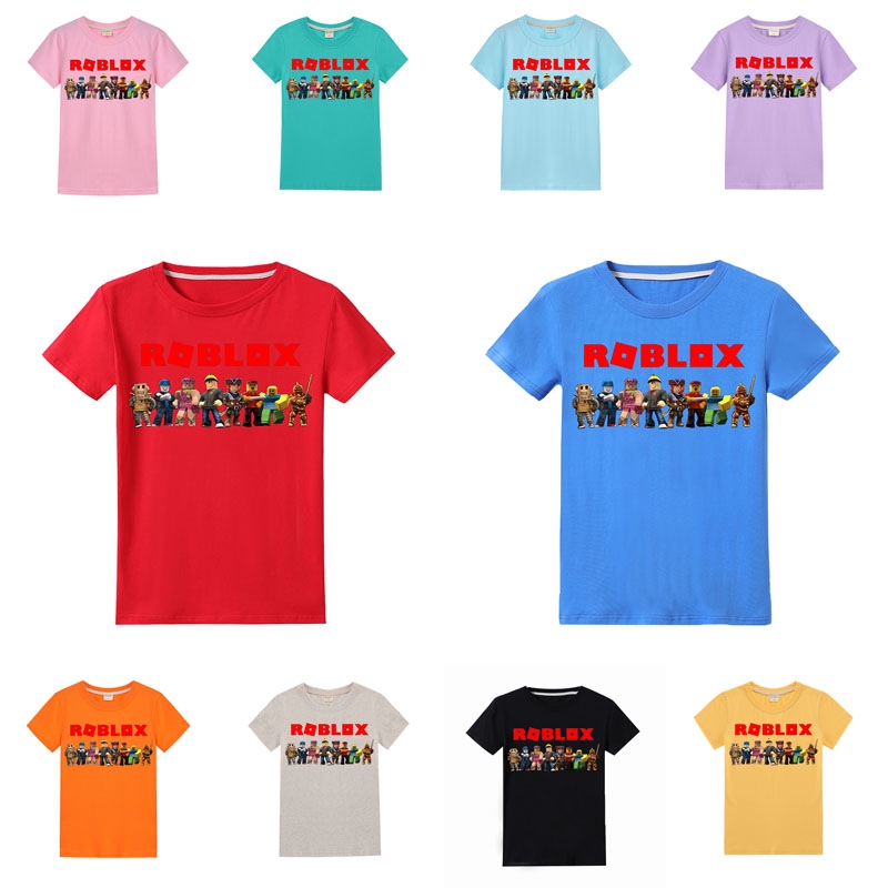 T Shirt De Algodao De Manga Curta De Verao Roblox Cartoon Impresso Camiseta De Algodao Para Criancas Shopee Brasil - r colar roblox