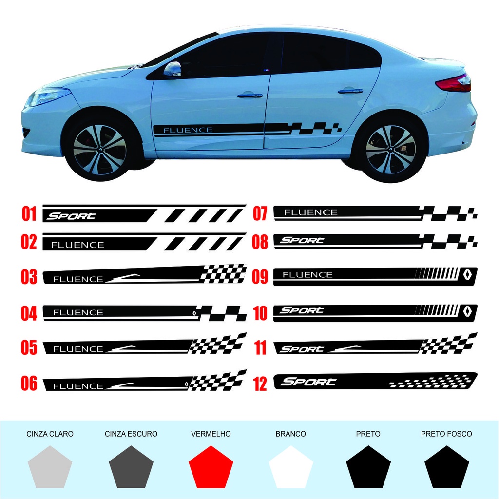 Adesivo Faixa Lateral Tuning Porta Carro Renault Fluence