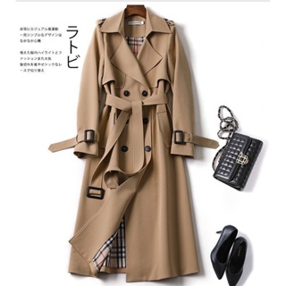 Médio Longo Cáqui trench coat Mulheres Outono Inverno Manga Comprida double breasted windbreaker Casacos Casuais em Oferta na Shopee