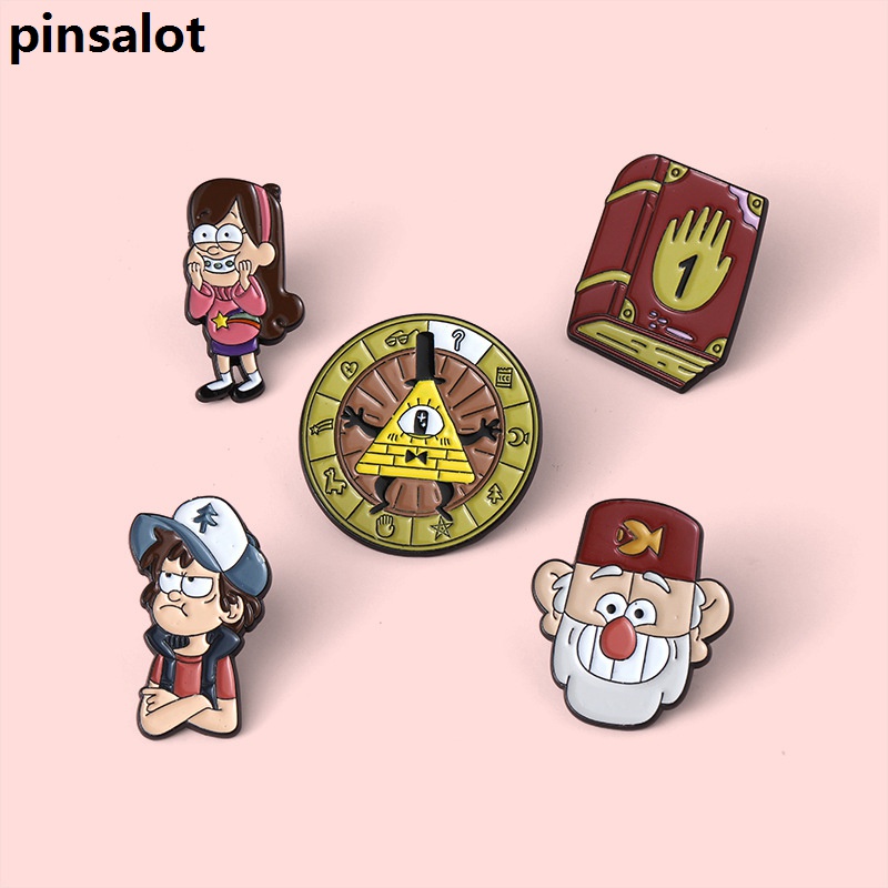 Gravity Falls Esmalte Pins Roleta Mágica Livro Animado Broches Lapela Crachás Jóias De Desenho Atacado