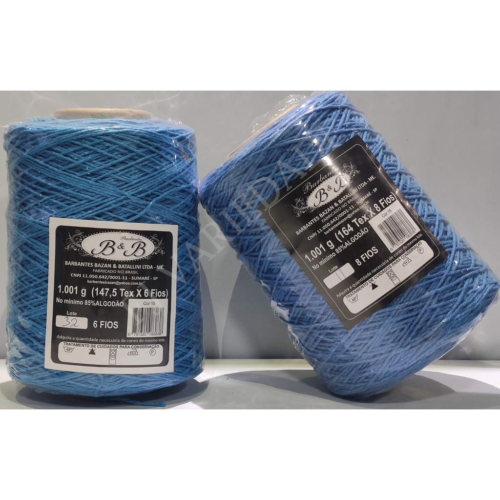 Barbante B&B Azul Turquesa 6 Fios 1kg/1000mts Envio Imediato!! BeB ...