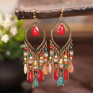 Novos Brincos Antigos De Metal Dourado De Corrente Longa Tassel Casamento Jóias Retro Gotas De Água Boêmia Pendurados Para Mulheres Danglers