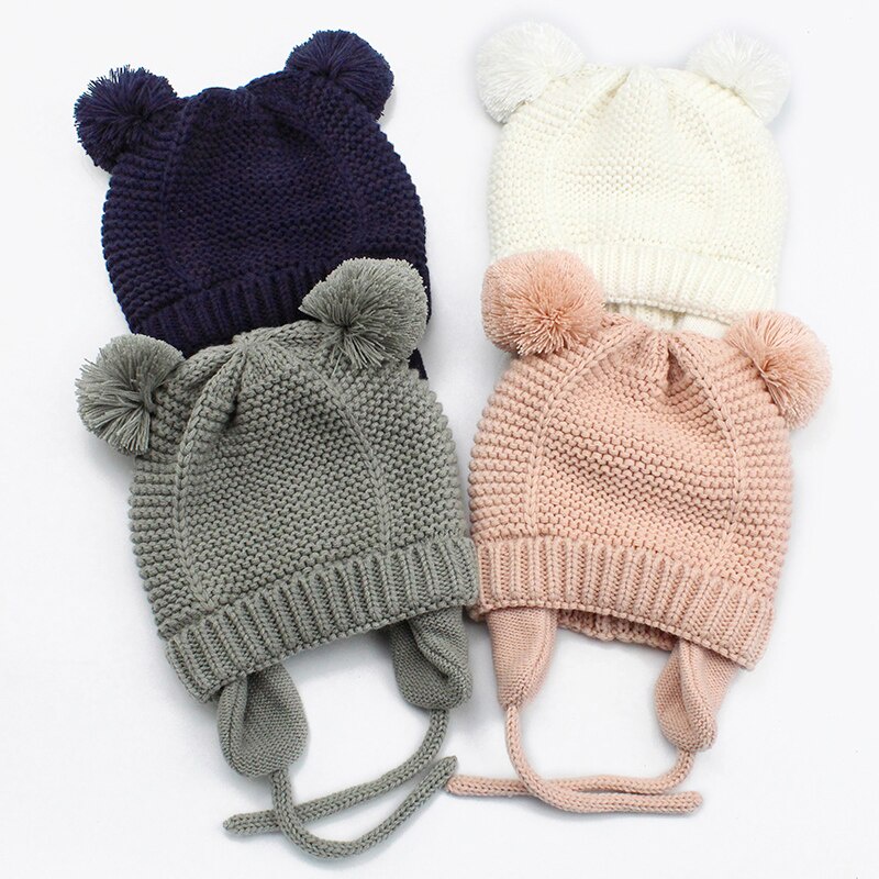 Gorro/Touca Infantil De Inverno Tricotada Para Bebês Recém-Nascidos De 0-24 Meses em Oferta na Shopee
