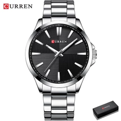 CURREN Relógios Masculinos Marca De Luxo Ouro Negócios Aço Inoxidável Quartzo À Prova D'água 8322 S