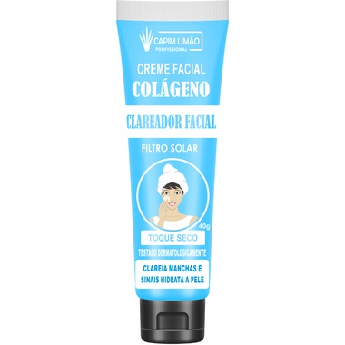 Creme Clareador Facial C/ Colágeno e Filtro Solar Capim Limão 40g