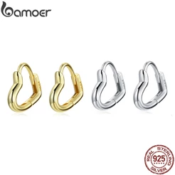 Bamoer Brincos de Amor Minimalistas Prata 925 Hipoalergênicos para Presente Romântico SCE1174