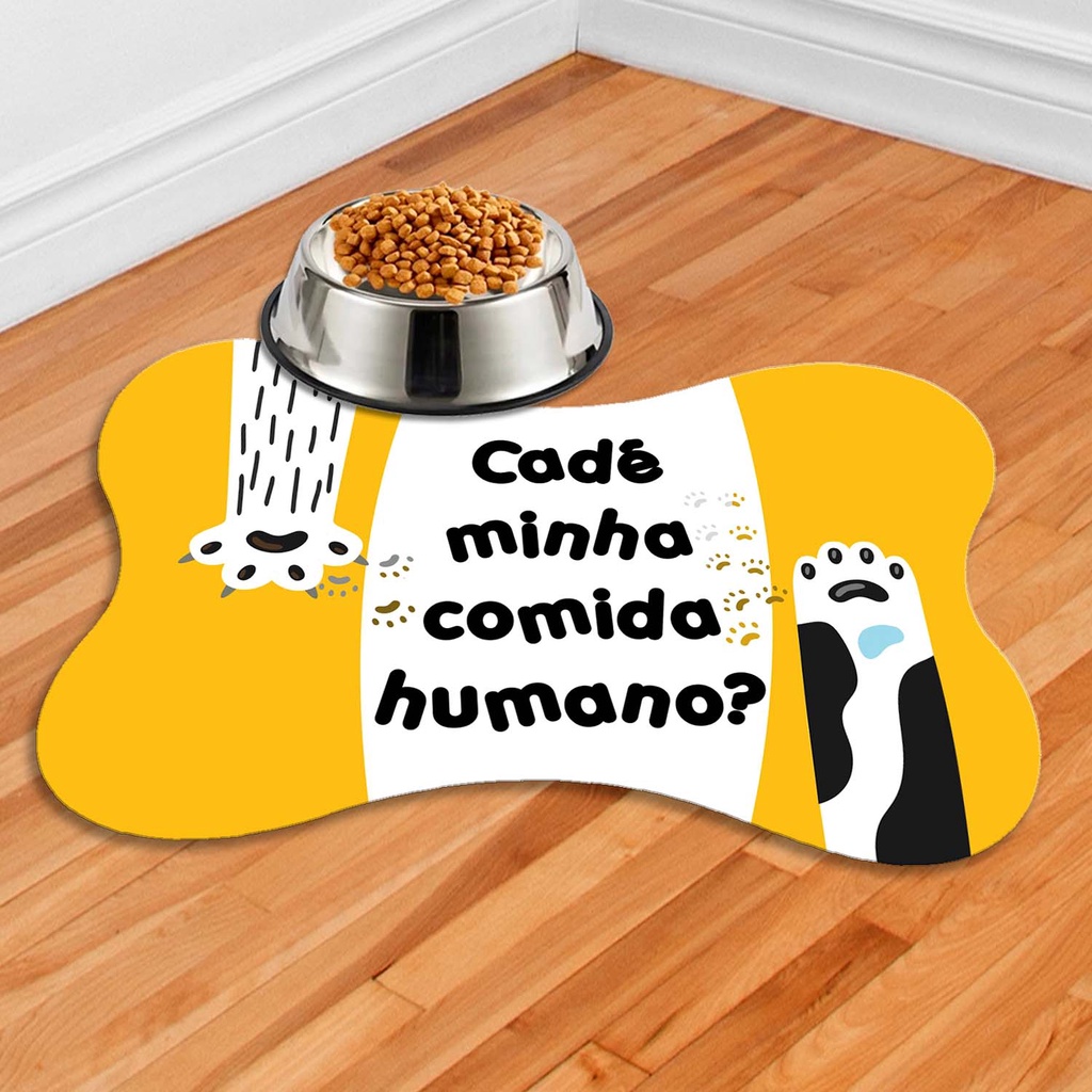 Tapete Para Comedouro PET Antiderrapante - Ossinho - 38x25 - CADÊ MINHA COMIDA em Oferta na Shopee