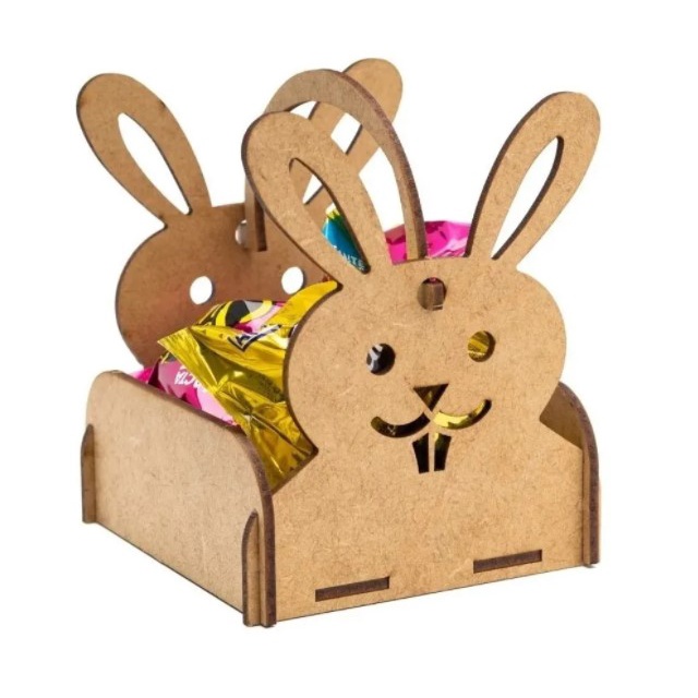 Kit 50 Mini Cesto Tema Páscoa Lembrancinha Coelho Caixote MDF