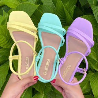 Sandalia Feminina Rasteirinha Regulagem Ajustável Tiras Confortável Flat Cores do Verao em Oferta na Shopee