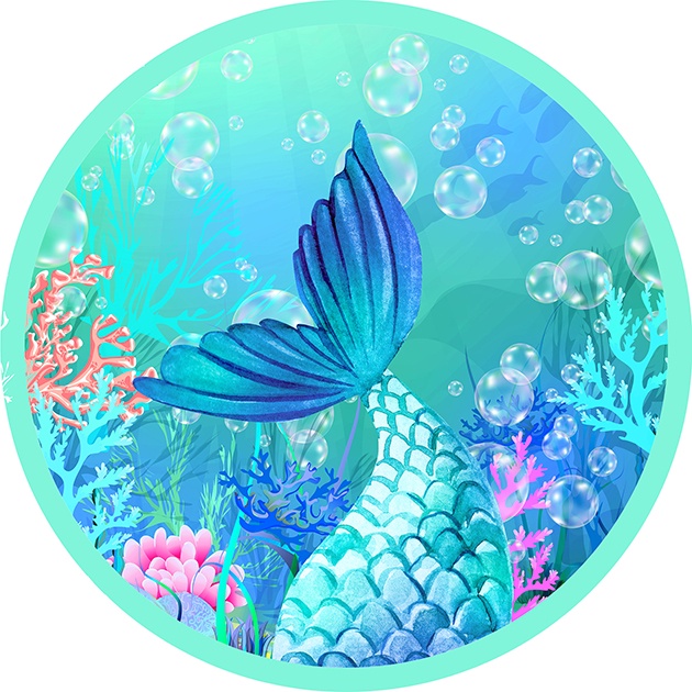 Painel 3d Festa Redondo 1,50 Malha Sublimado Sereia Cauda