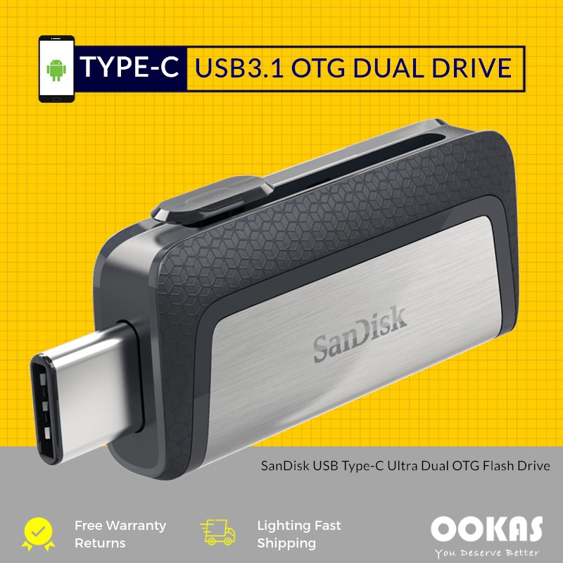 Sandisk Ultra Dual Usb Tipo-C Otg Flash 256gb / 128gb / 64gb / 32gb / 16gb Pendrive