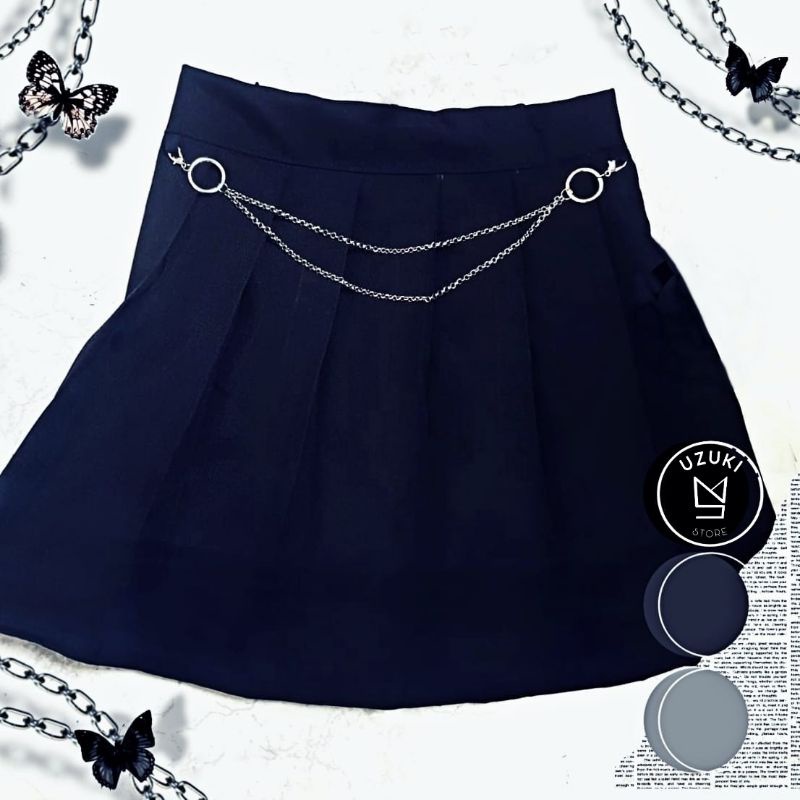 saia plissada com corrente, saia colegial com corrente, kpop, bts em Oferta na Shopee