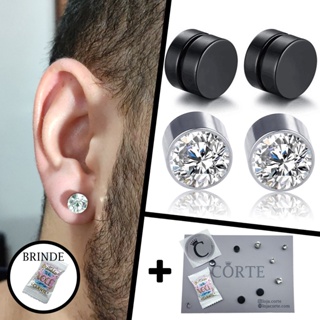 Brinco De Pressão Par 2 Unidades Zircônia Preto Falso Alargador 10mm, 8mm, 6mm Masculino Feminino em Oferta na Shopee