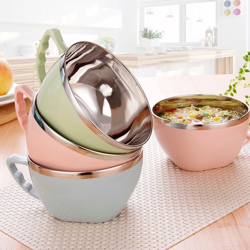 Tigela De Aço Inoxidável 1200ML 900ML Multiuso Estilo Coreano Com Selo