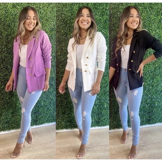 Blazer Feminino Social Luxo Alfaiataria Com Botões Blogueira Super Envio! ! 002